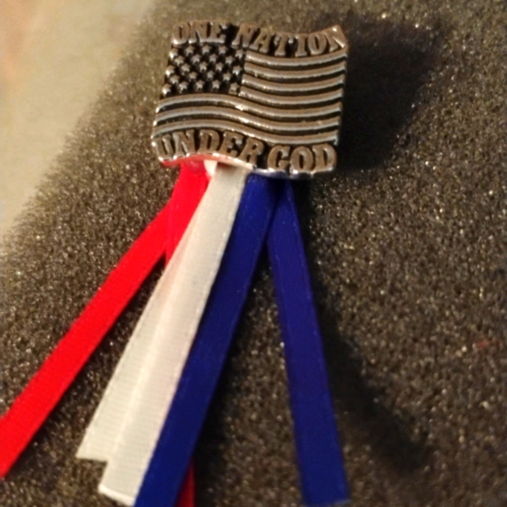 Patriotic silver pin one nation under god